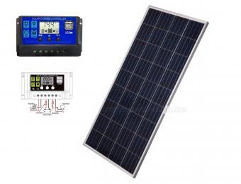12V 180 Watt napelemes töltő szett töltésvezérlővel Poly Solar MPV-POLY-180W-PWM