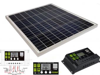 12V 60 Watt napelemes töltő szett töltésvezérlővel Poly Solar MP-60W-10A-PWM