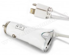 Autós telefontöltő micro USB, iPhone 5/6 csatlakozással + USB 1A 55051