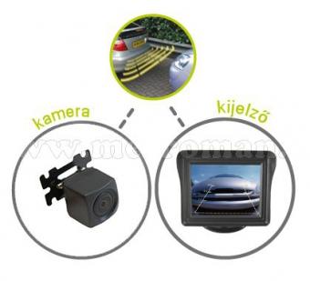 Besüllyeszthető szenzoros tolatóradar, tolatókamera és LCD monitor csatlakozóval, GE-9950-BLACK