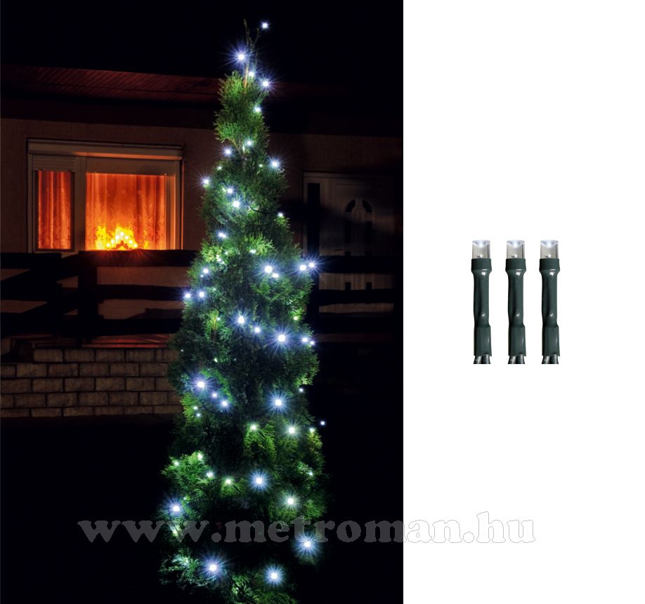 Karácsonyi kültéri LED égősor, Fényfüzér,  LED 108/WH Hideg fehér