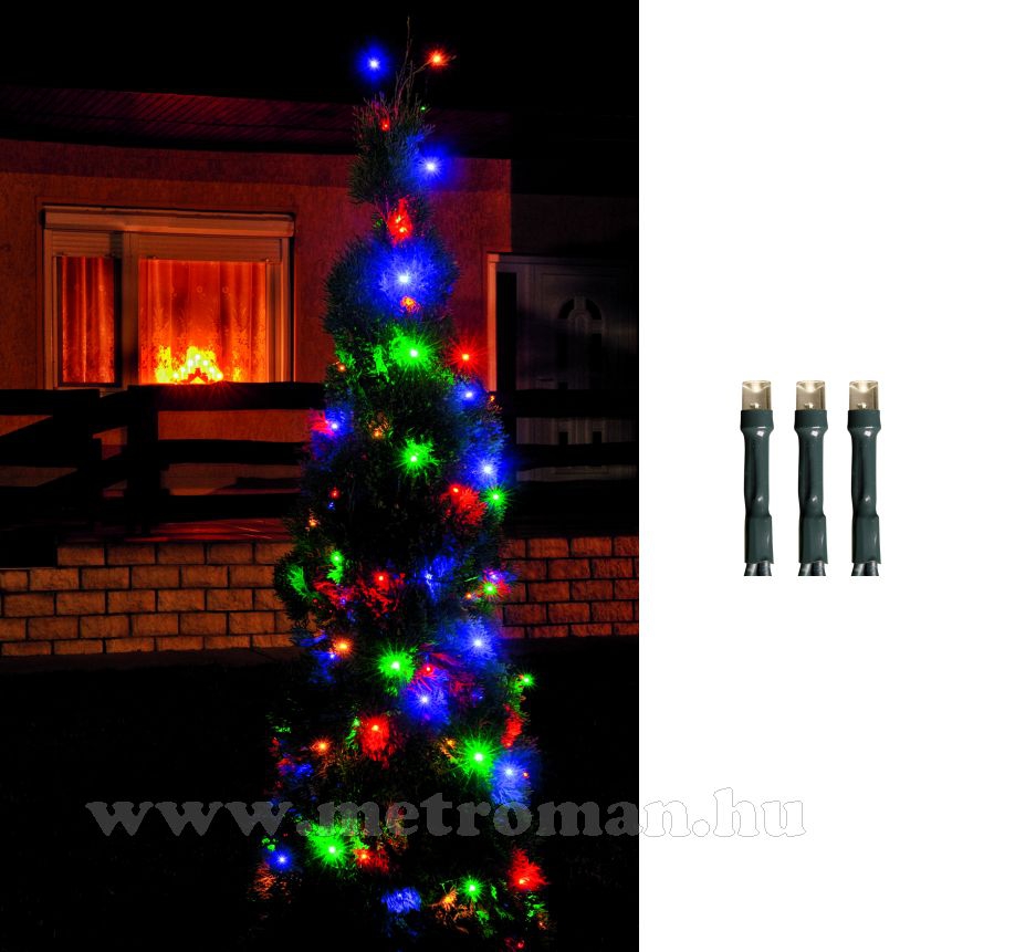 Karácsonyi kültéri LED égősor, Fényfüzér,  LED 208/M Színes