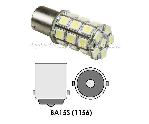 Autós LED izzó BA15S, 27SMD LED-es, fehér, MM-BA15-27SMD5050F
