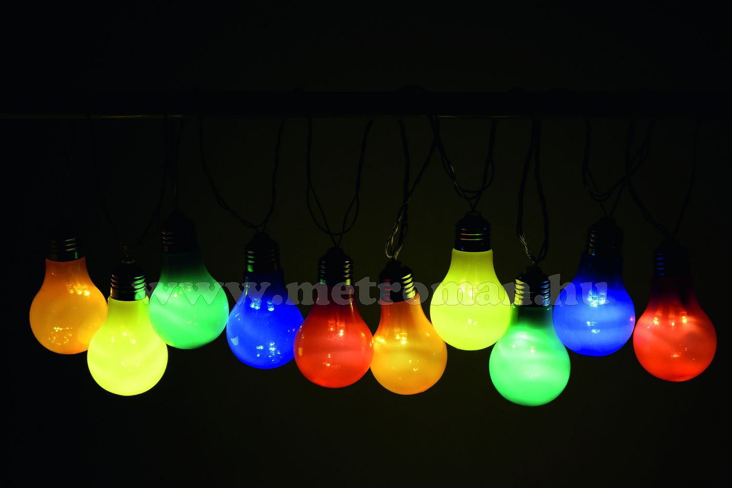 Kültéri, villanykörte LED fényfüzér, party fény, 10 gömb, 5 m, színes, LP 10/M