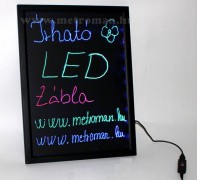 Írható világító LED tábla, 40x60 cm, fekete, plexi előlappal, LED-010
