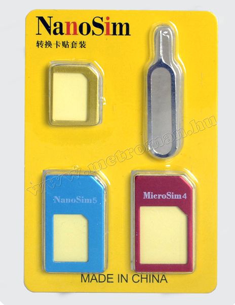 Micro, Nano SIM kártya átalakító adapter csomag ET4