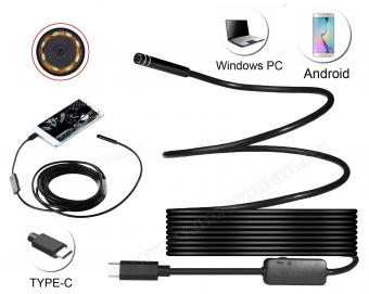 Android USB endoszkóp kamera, LED világítással, Mlogic MM-252B USB-C