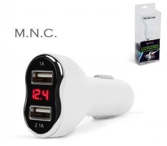 Autós Szivargyújtós USB töltő és Feszültségmérő MNC M054WH