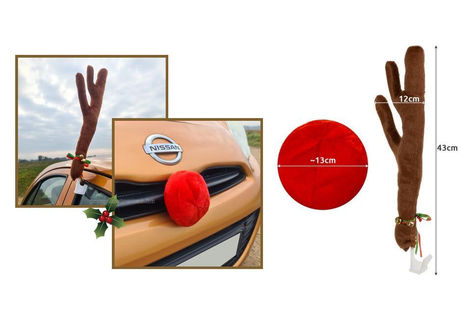 Autós karácsonyi rénszarvas dekoráció M20223