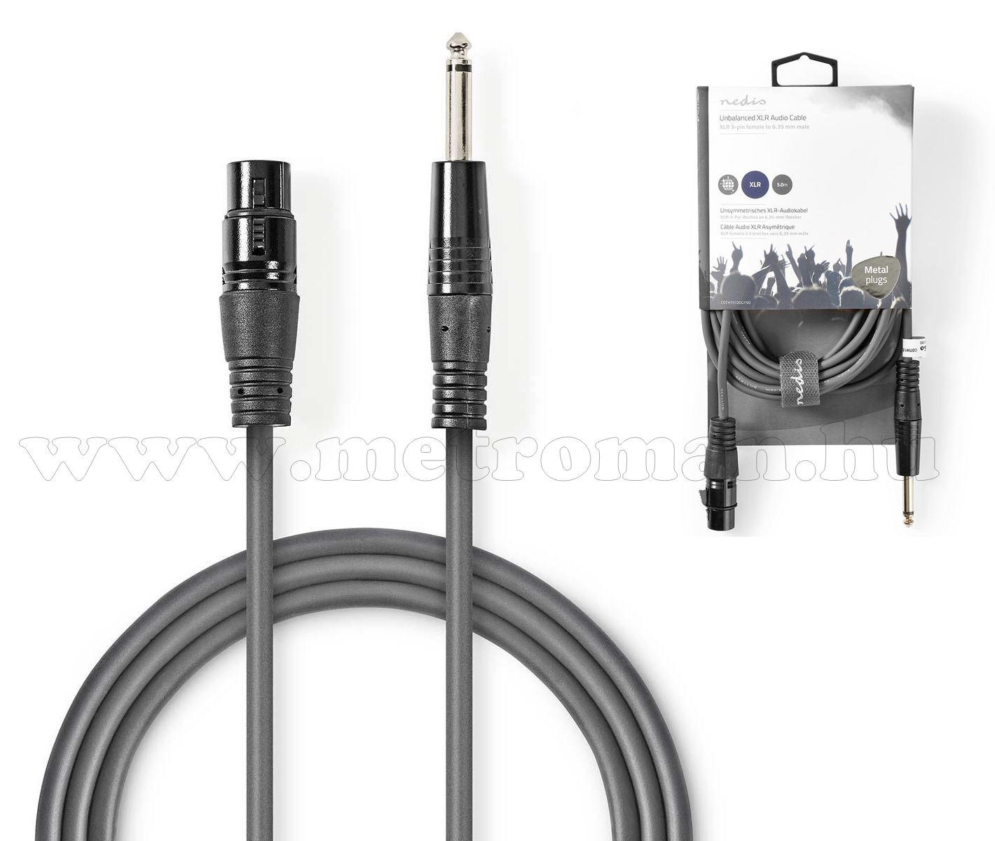 Mikrofon kábel audiokábel XLR3 tűs aljzat - 6,35 mm-es dugó COTH15120GY50