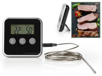 Digitális LCD hőmérő műszer 0 - + 250 °C és időzítő óra KATH105BK