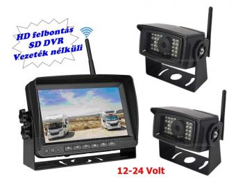 Digitális vezeték nélküli kétkamerás tolatókamera szett 7"-os HD LCD monitorral MM1107-HD 12/24 Volt