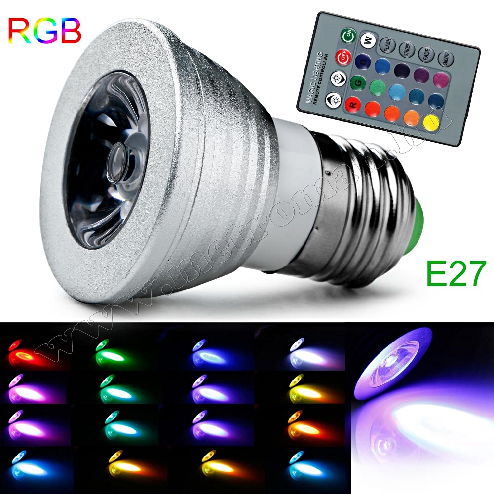 Távirányítós fényerő szabályzós RGB LED izzó MD7