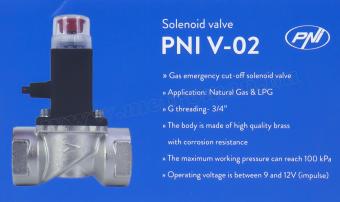 Elektromos gázelzáró szelep PNI V02 DC12V
