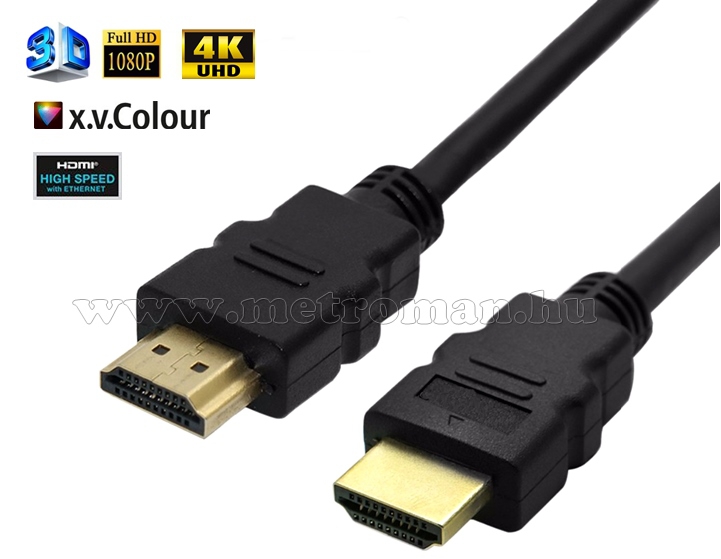 Nagysebességű HDMI kábel, aranyozott, 1,5 méter