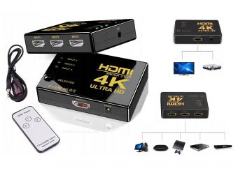 HDMI távirányítós bemenet kiválasztó, HDMI elosztó adapter, M4KHDMI3X