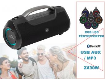 Hordozható Bluetooth kihangosító Boombox 2x30W