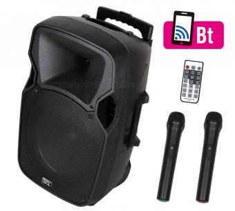 Hordozható Karaoke szett USB/SD/Bluetooth MP3 lejátszóval, vezeték nélküli mikrofonnal PAB 30BT DualMic