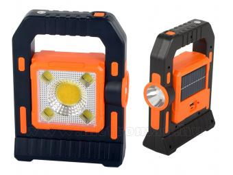 Hordozható akkumulátoros napelemes LED reflektor és munkalámpa M2290SOL
