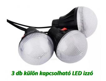Hordozható napelemes LED lámpa Reflektor USB töltő 3 db izzóval CCLAMP014W