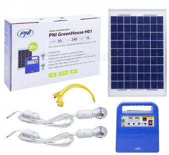 Hordozható napelemes töltő beépített akkumulátorral és LED világítással GreenHouse H01