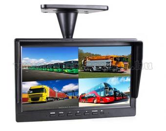 Ipari kivitelű autó, kamion, busz, munkagép 10"-os LCD monitor tolatókamerához MM3695-QUAD 12/24V