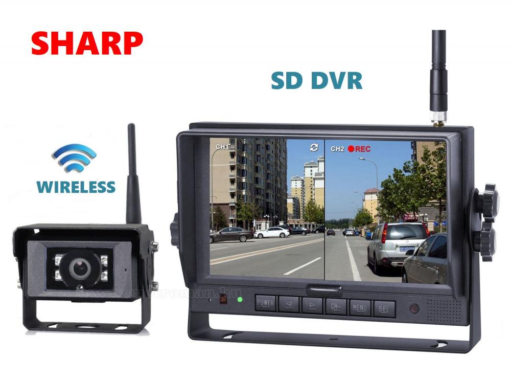 Ipari kivitelű vezeték nélküli tolatókamera szett SD kártyás DVR LCD monitorral 1 db tolatókamerával Sharp HDW127-HDW143671