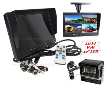 Kamion, teherautó, targonca, munkagép ipari tolatókamera szett 10"-os  QUAD LCD monitorral MM3695-QUAD-MT554
