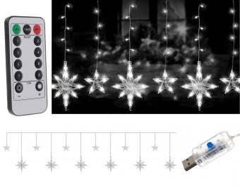Karácsonyi LED Csillag fényfüzér USB tápcsatlakozású 138 LED MM7227USB Hideg Fehér