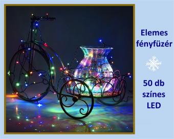 Karácsonyi, elemes LED égősor, mini Fényfüzér, MLC 58-M Színes
