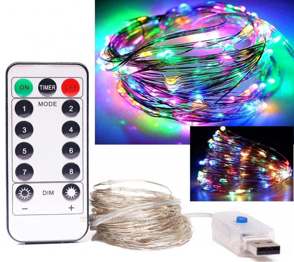 Karácsonyi kültéri LED fényfüzér USB tápcsatlakozású 300 LED 30 méter MM7243USB Színes