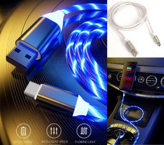 LED Lighting Világító USB-C gyorstöltő kábel kék GZ16399W