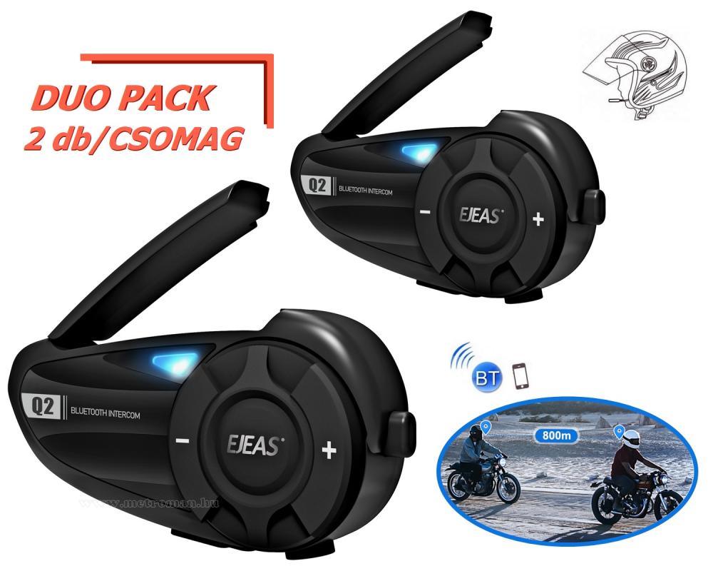 Motoros sisak kihangosító Bluetooth headset és intercom Duo Pack EJEAS Q2-BT 