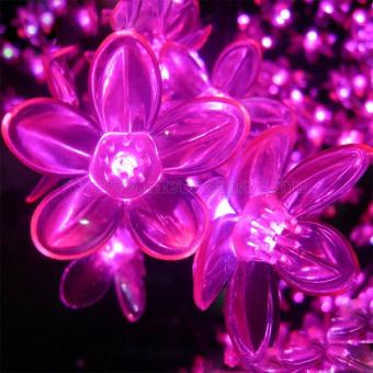 Napelemes Karácsonyi LED égősor, Kerti Fényfüzér, Kültéri, NLEDCSP Pink Cseresznyefa Virág