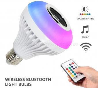 RGB LED izzó és Bluetooth hangszóró távirányítóval MDE27G-BT