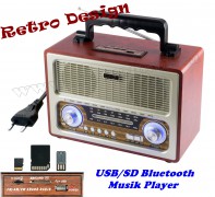 Hordozható Retro rádió és USB/SD MP3 Bluetooth Multimédia Zenelejátszó RRT 3B