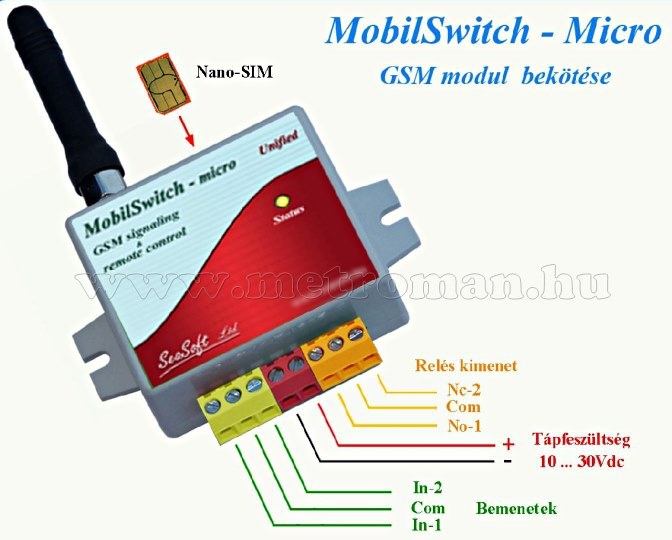 GSM hívó és GSM távirányító modul, MobilSwitch-Micro