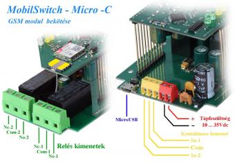 GSM hívó és GSM távirányító modul, MobilSwitch-Micro-C DIN Sin