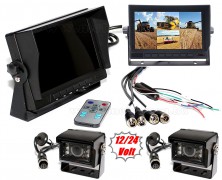 Kamion, teherautó, targonca, munkagép ipari 2 kamerás tolatókamera szett 7" LCD QUAD LCD monitorral MM3659-QUAD-MT554X2