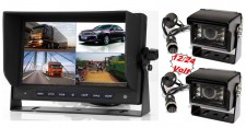 Kamion, teherautó, targonca, munkagép ipari 2 kamerás tolatókamera szett 7" LCD QUAD LCD monitorral MM7008-QUAD-MT554X2