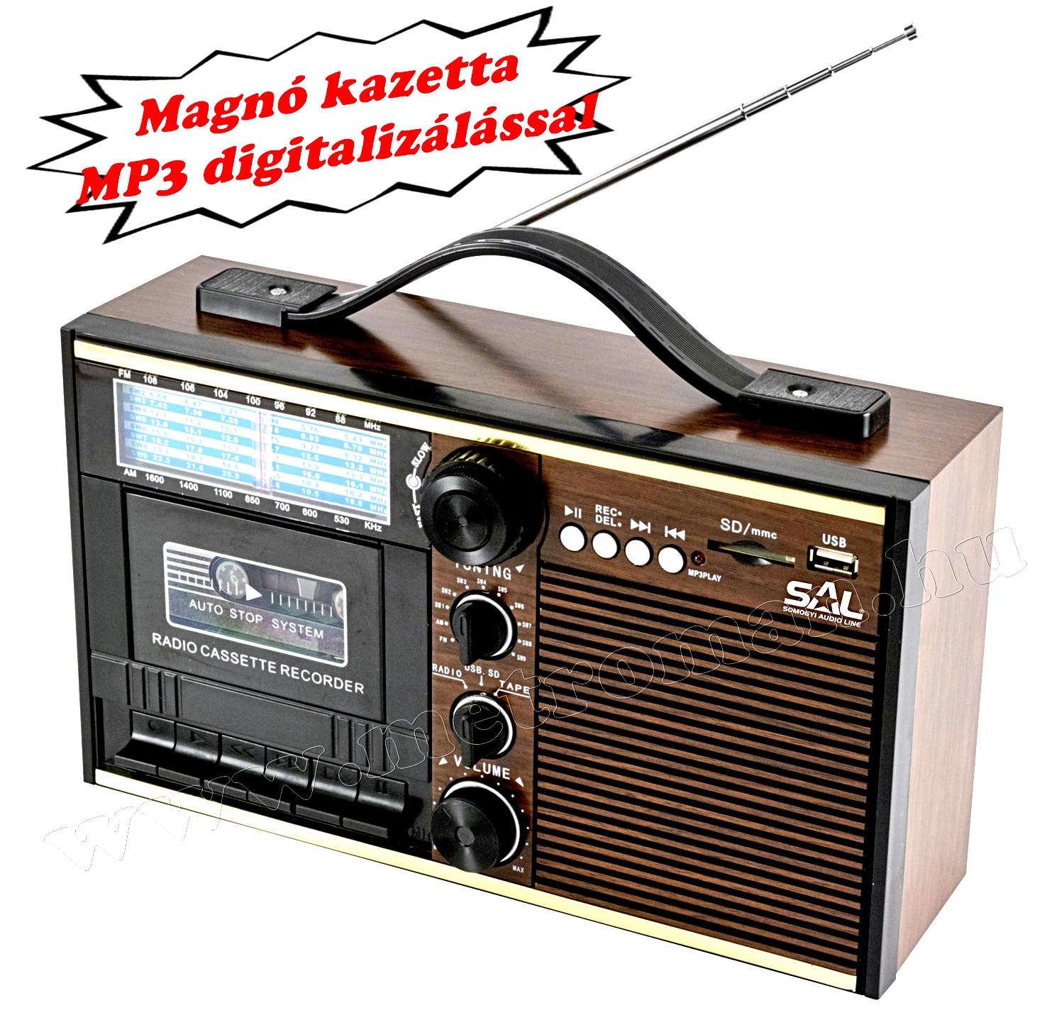 Retro táska rádió MP3 lejátszóval és kazetta digitalizálóval RRT 11B