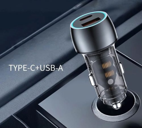 Autós telefontöltő, szivargyújtó USB töltő USB+USB-C 12-24V 07AC-48W