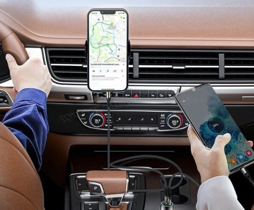 Autós telefontöltő, szivargyújtó USB töltő USB+USB-C 12-24V 07AC-48W