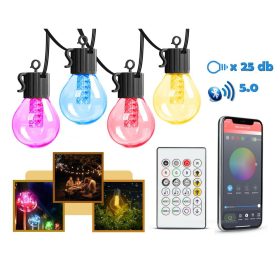   Smart Vintage Villanykörte izzós kültéri kerti LED fényfüzér Színes 11745LED25