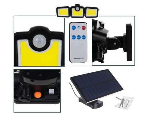 Napelemes udvari kerti COB LED lámpa mozgásérzékelővel H19440