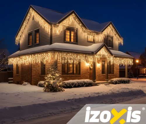 Karácsonyi kültéri jégcsap fényfüzér 22,5 méter 500 LED Meleg fehér