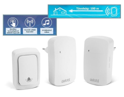 Kinetic Elem nélküli vezeték nélküli csengő két  beltéri egységgel 55345WH-2
