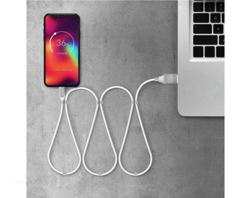 USB - microUSB mágneses adat és telefontöltő kábel fehér 55446M-WH