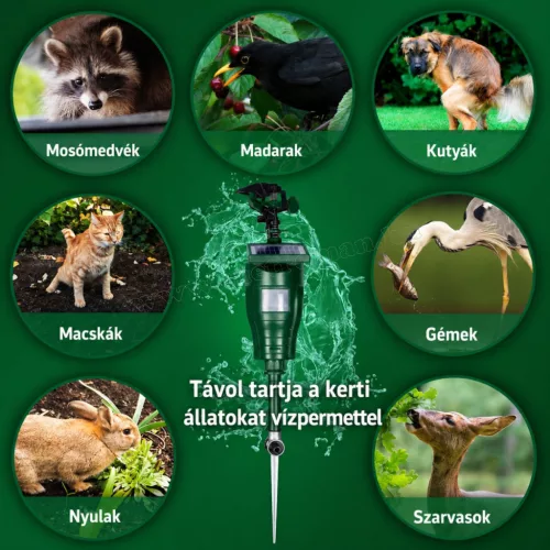 Vízsugaras mozgásérzékelős állatriasztó Gardigo Solar Gardigo 60085