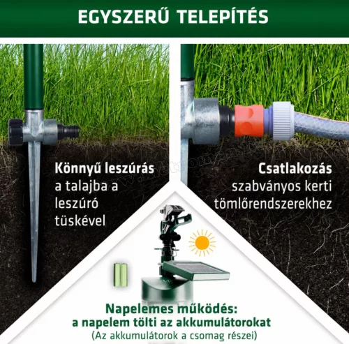 Vízsugaras mozgásérzékelős állatriasztó Gardigo Solar Gardigo 60085